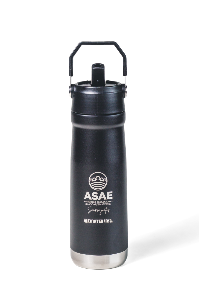 FOTO GARRAFA TERMICA INOX PRETA 750ML LOGO NOVA